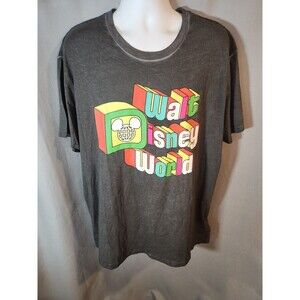 Walt Disney World Mineral Wash Retro Logo Gray T-Shirt Adult XXL‎